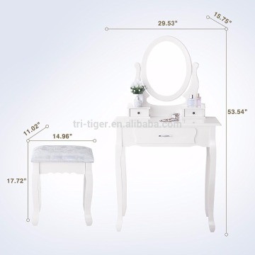 living room furniture Vanity Makeup Table Set 1/3 Drawers Dressing Table with Stool White