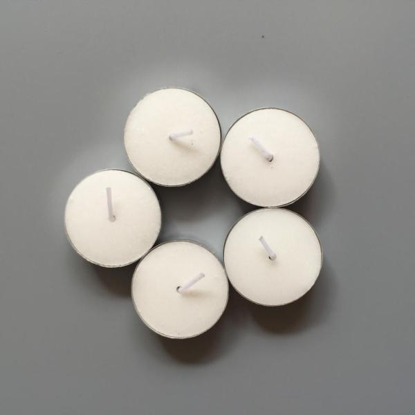 White Tea Light Candles held in metal cup