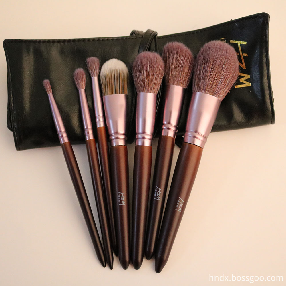 7PCS Goat Hair Wood Handle Makeup Brush 7