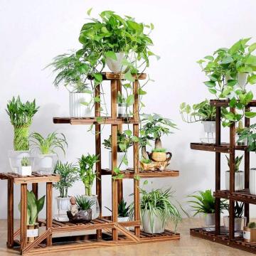 Bamboo 3-Tier Hanging Plant Stand Planter Shelves Flower Pot Organizer Storage Rack Folding Display Shelving Plants Shelf