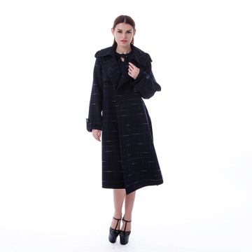 New blue checked cashmere overcoat