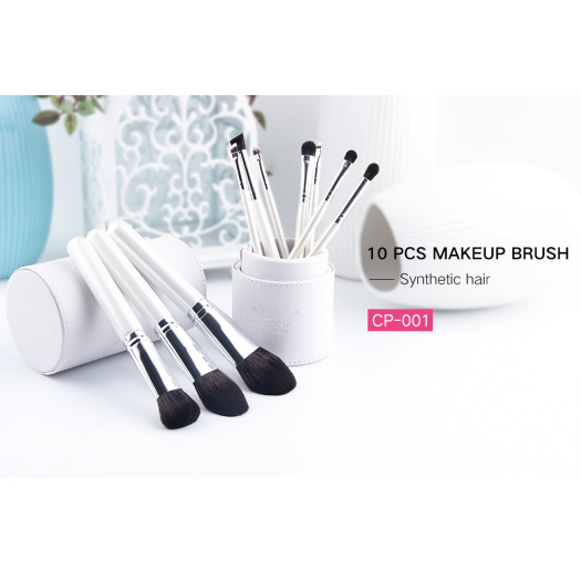 fluffy portable White travel makeup brushes kit