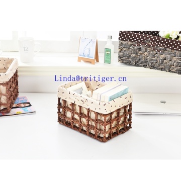 Corn husk straw woven organizer storage basket