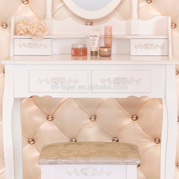 Wood white dressing custom dresser with mirror