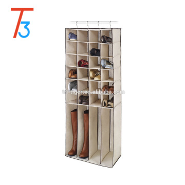 Multi-purpose foldable hanging shoes and boots organizer with 28 pockets