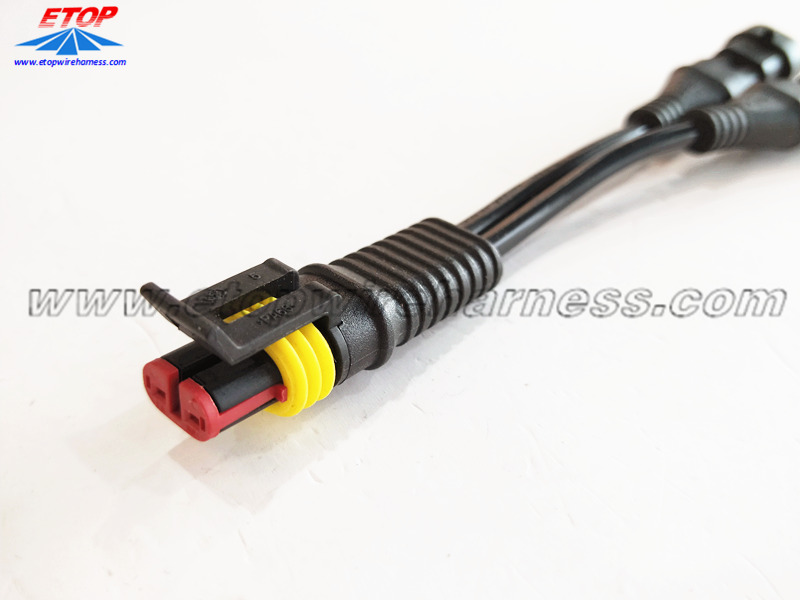 molded cable with 2pin waterproof connector