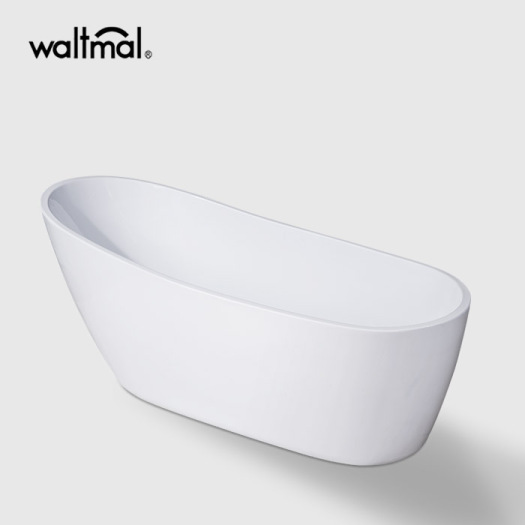 Classic White Acrylic Slipper Flat bottom Bathtub
