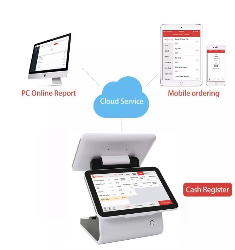 15'' dual screen restaurant cafe POS