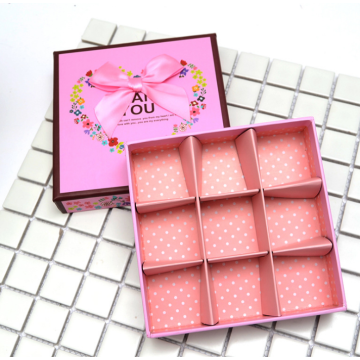 Pink chocolate box with paper divider