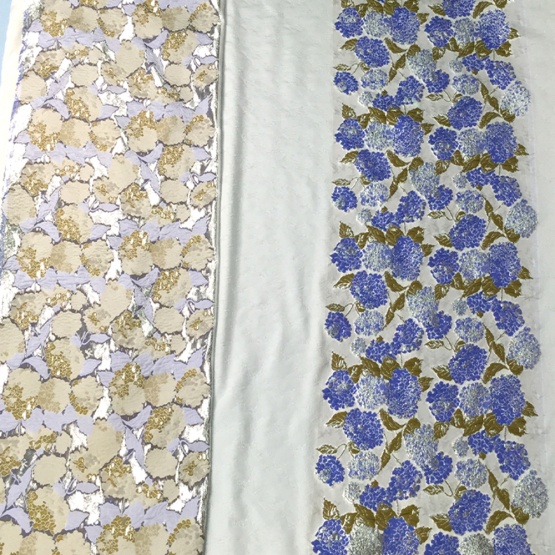 Blue Navy Flower Jacquard Brocade Fabric
