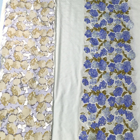 Blue Navy Flower Jacquard Brocade Fabric