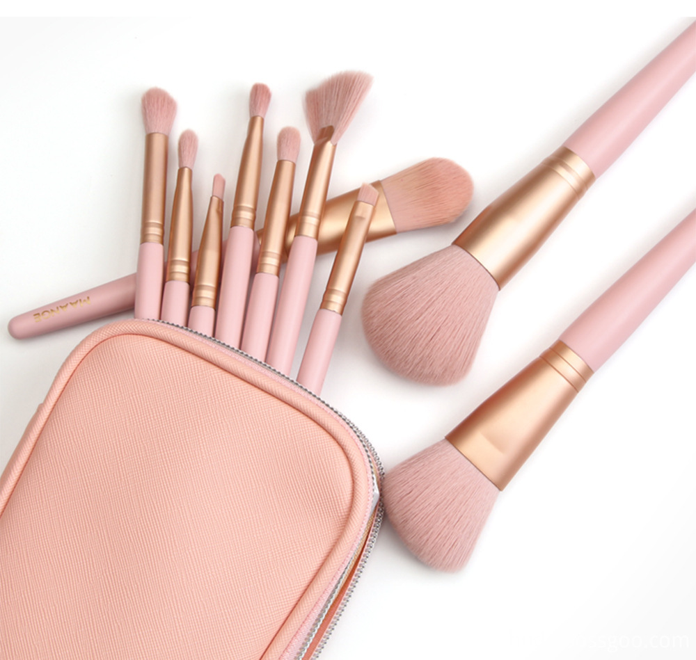 10 Piece Pink Makeup Brush Set