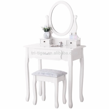 living room furniture Vanity Makeup Table Set 1/3 Drawers Dressing Table with Stool White