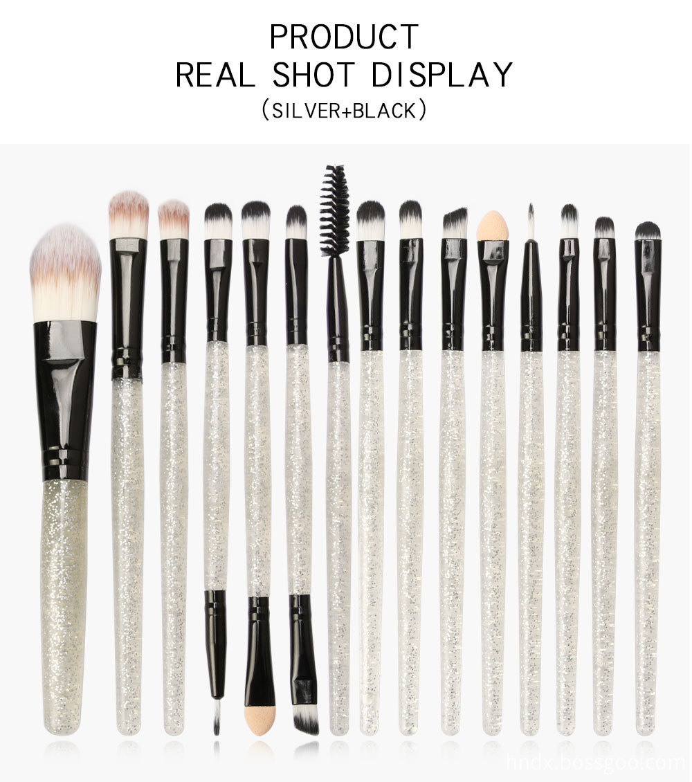 15 Pieces Crystal  Travel Makeup Brushes Set 6-2