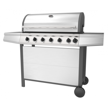 Six Burner Outdoor Barbecue Grill With Side Burner