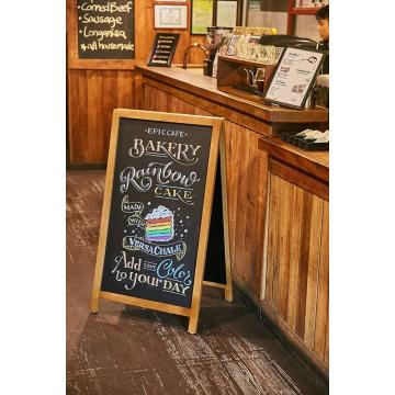Vintage Wooden Magnetic A Frame Chalkboard Sign for Sidewalk, Restaurant, Cafe, Bar