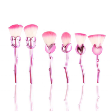 Pink 6 Piece Rose Makeup Brushes