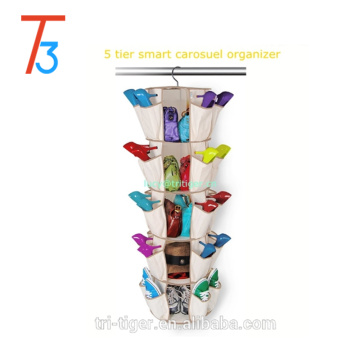 5 Tier 360 Degree Spinning Hanging Smart carousel shoe rack organizer