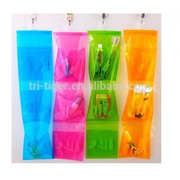 3 Tier Bathroom clear Hanging Organizer Waterproof pvc Pouch Bag