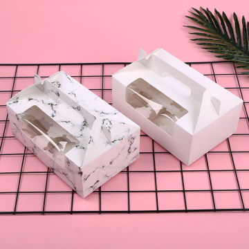 Marble pattern cupcake box design with handle