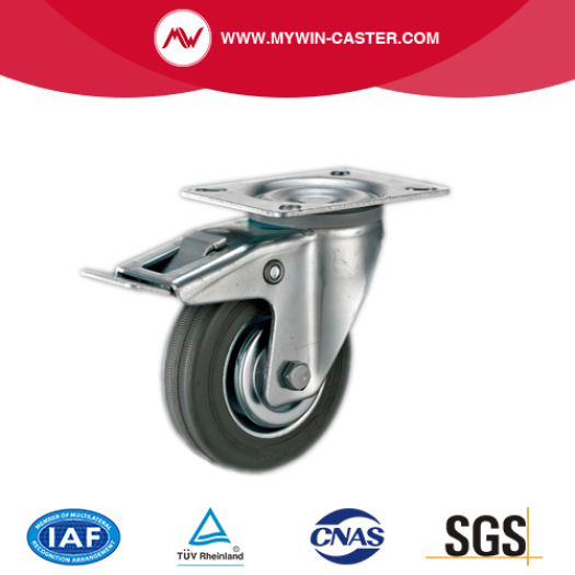Rigid Gray Rubber Metal Core Industrial Castor Wheel