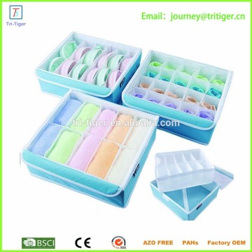 3 pieces Folding Fabrics Bra underwear covered Storage Container & storage box With clear lids