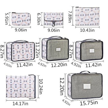 8 Set Packing Cubes,Compression Travel Luggage Organizers with Laundry Bag Shoes Bag for Carry-on Luggage, Suitcase and Backpack