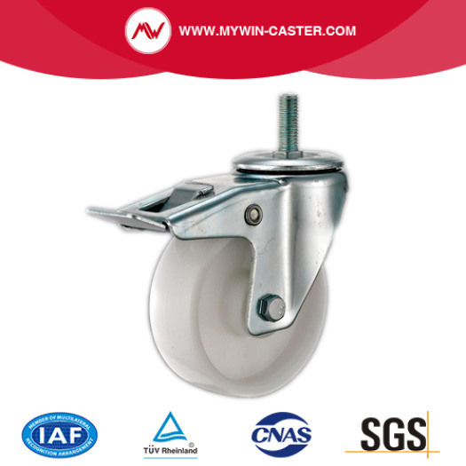 Thread Stem PP Industrial Caster With Brake