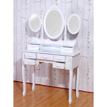 7 Drawers  MDF  Dressing Table
Dressing Table Mirror & Padded Stool Set Wooden Vanity 4 Drawers Makeup Dresser Furniture