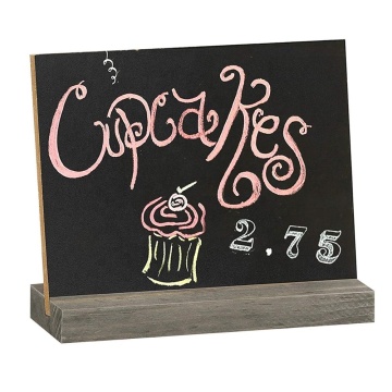 5 X 6 Inch Mini Tabletop Chalkboard Signs with Vintage Style Wood Base Stands, Set of 4