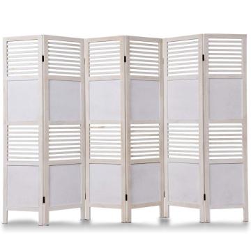6 Panel white Wood Folding modern Privacy Screen Room Divider