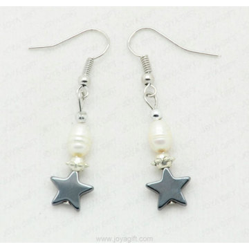 hematite star beads earring