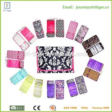 28 pockets Hanging Jewelry Hanger toiletry Travel Bag Roll Organizer