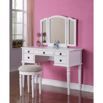 White color dressing makeup table Vanity Set with Stool