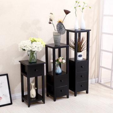 Rustic white Wood Design Freestanding Foldable Shelf Rack Decorative Planter Pot Display Stand
