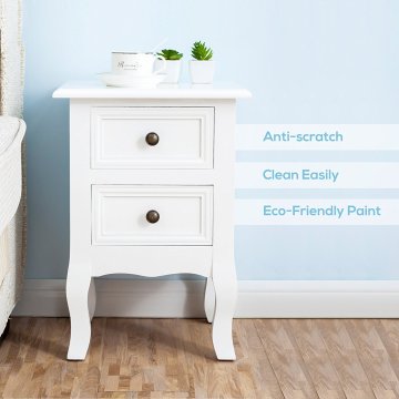 Modern Paulownian Wood MDF adjustable Bedside Table
Pair of Wood Chic Bedside Table 2-Drawers Cabinet Nightstand - White