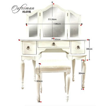 European Wooden white dresser dressing table bedroom dresser