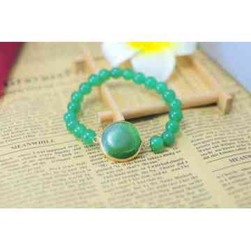 Green Aventurine Bracelet with Agate Pendant Piece Gemstone jewelry