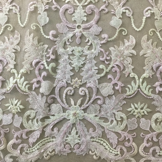 High Quality Handmade Embroidery Wedding Beaded Fabric