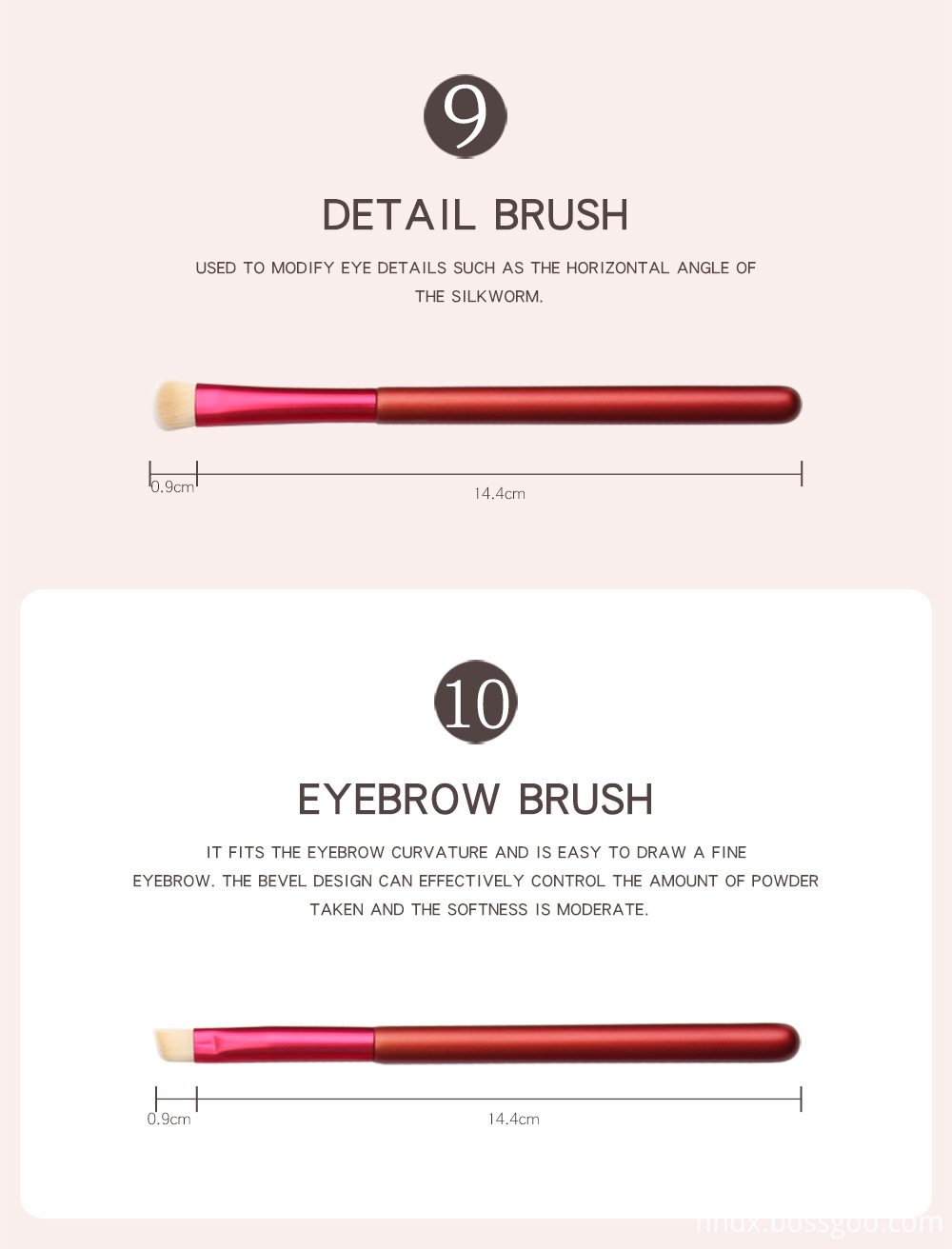 12 PCS Red Handle Makeup Brushes Set Size 5