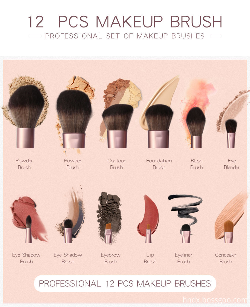 12 Pieces Grapelet Makeup Brush Set 1