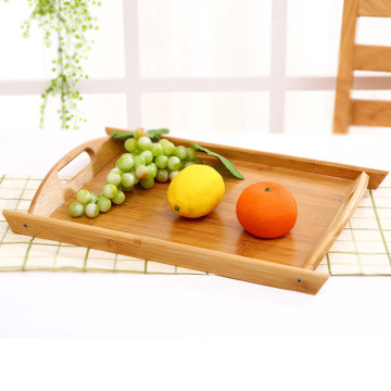 Rectangle Bamboo Serving Tray With Cut Out Handles Home Basics organizer