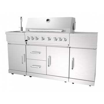Six Burner Gas Barbecue Grill With Rear Burner