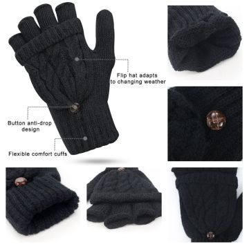 Digitek Women's Fingerless Mittens Winter Warm Gloves