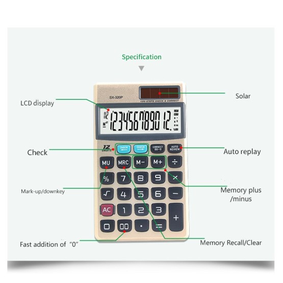 A 12 digits check pocket calculators