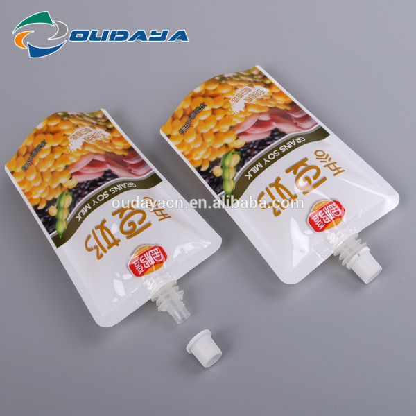 Plastic Grain Soy Milk Packaging Pouch with spout