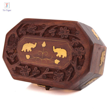 Novelty organizer box Artisan Traditional Hand Carved Rosewood Jewelry Box