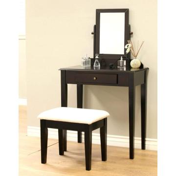 Wood Makeup Dressing Table Stool Set Bathroom with Mirror