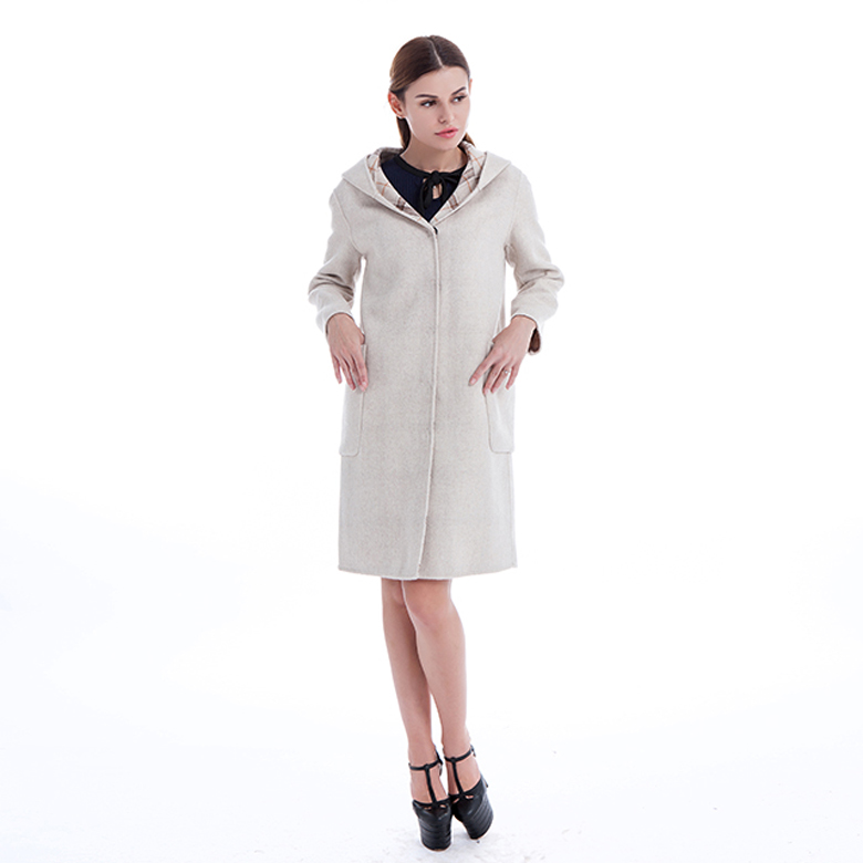Winter  Cashmere Hooded Coat for