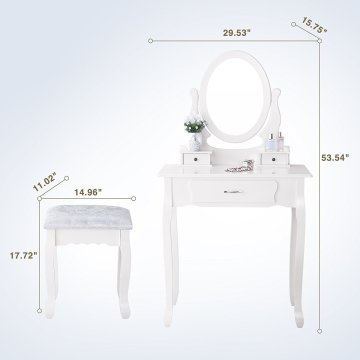 3 drawers wooden Mirrored dressing table